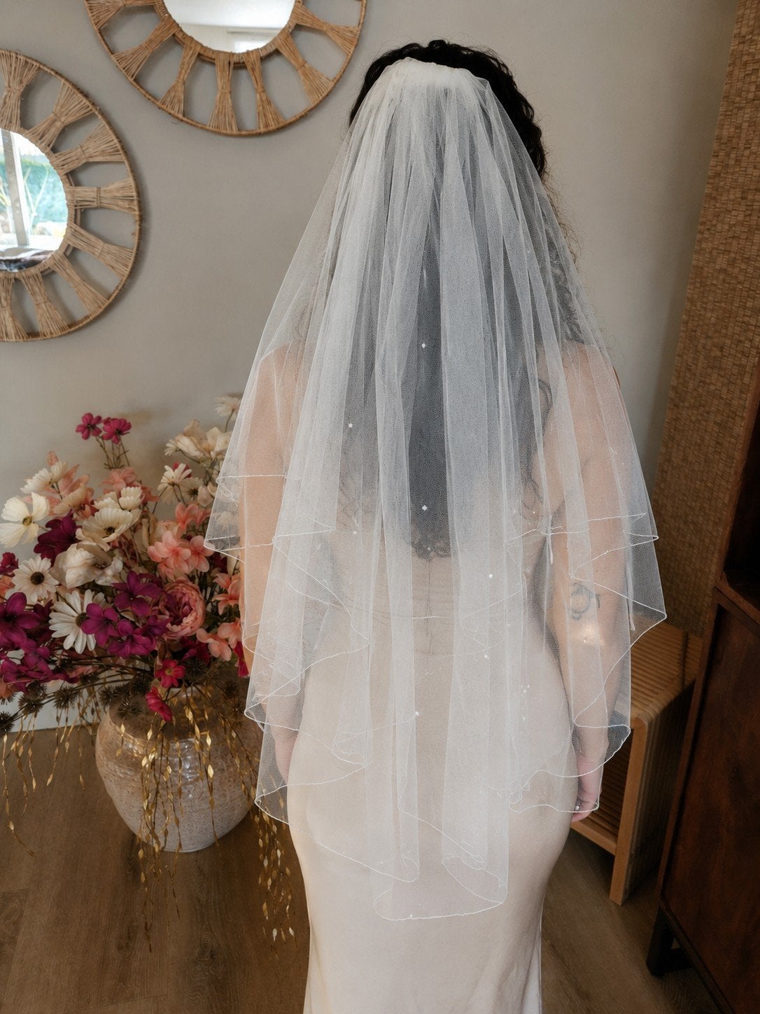 Nieuw prachtige sluier strass ivory 90cm cecile calanthe, Ophalen of Verzenden, Nieuw, Wit, Accessoires
