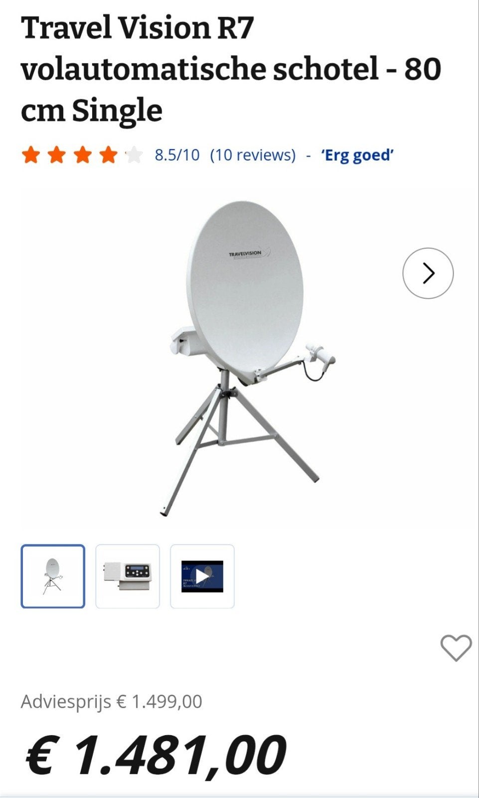 vol automatische schotel Travel Vision R 7, Audio, Tv en Foto, Schotelantennes, Ophalen, Zo goed als nieuw, Overige merken