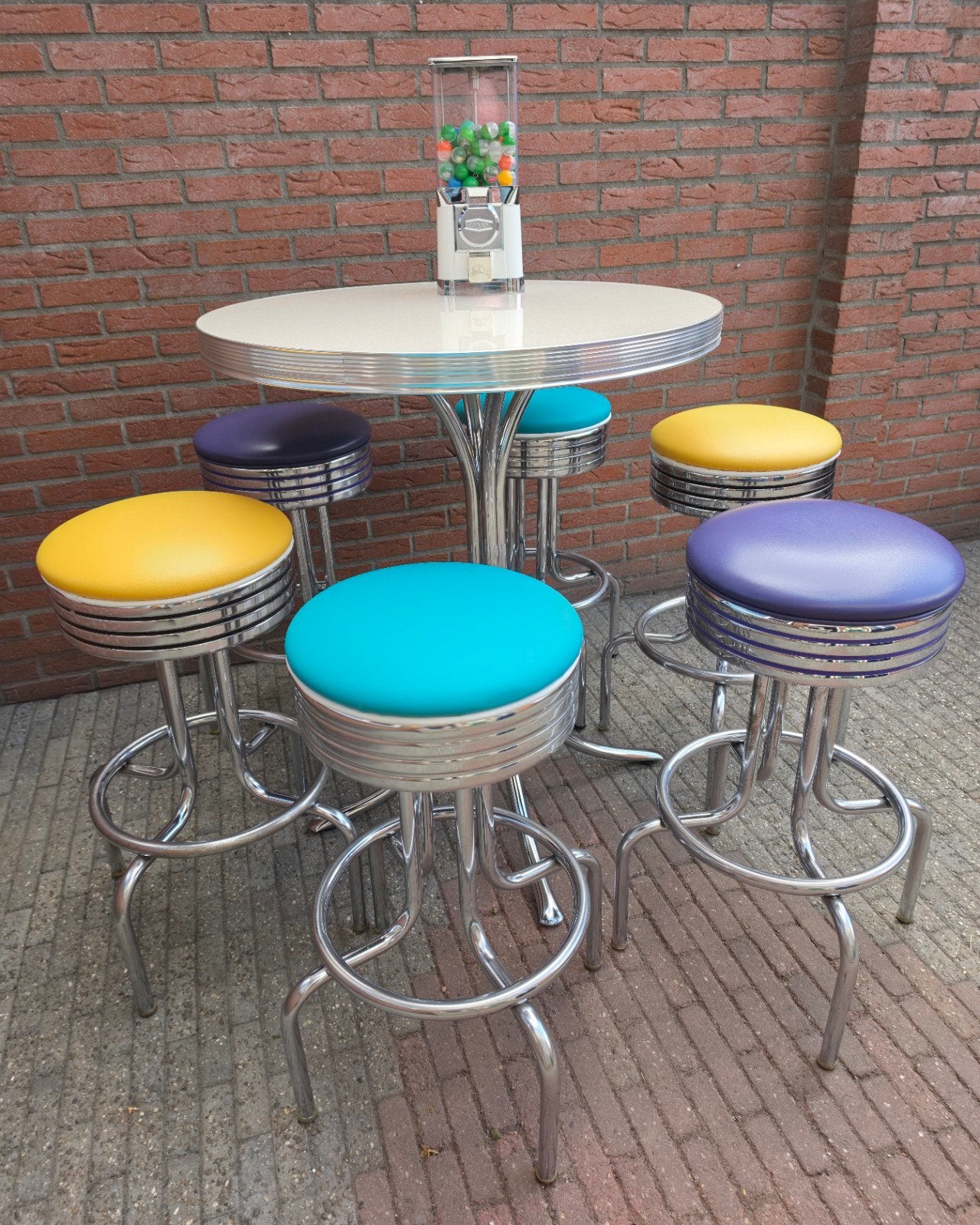 FIFTIES SIXTIES AMERIKAANSE BARKRUKKEN BEL AIR BARTAFEL, Ophalen, 5 krukken of meer, 60 tot 90 cm, Met voetsteun