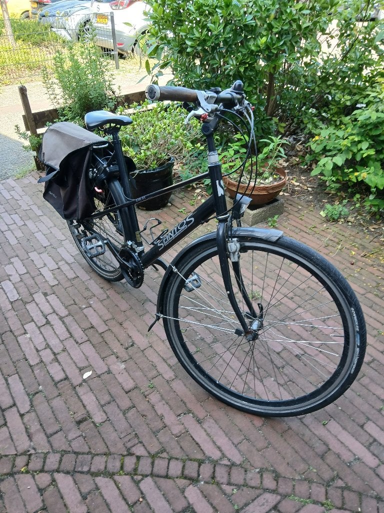 SANTOS damesfiets STR01 zwart frame 53 cm, 26 inch, Velgrem, Meer dan 20 versnellingen, Ophalen