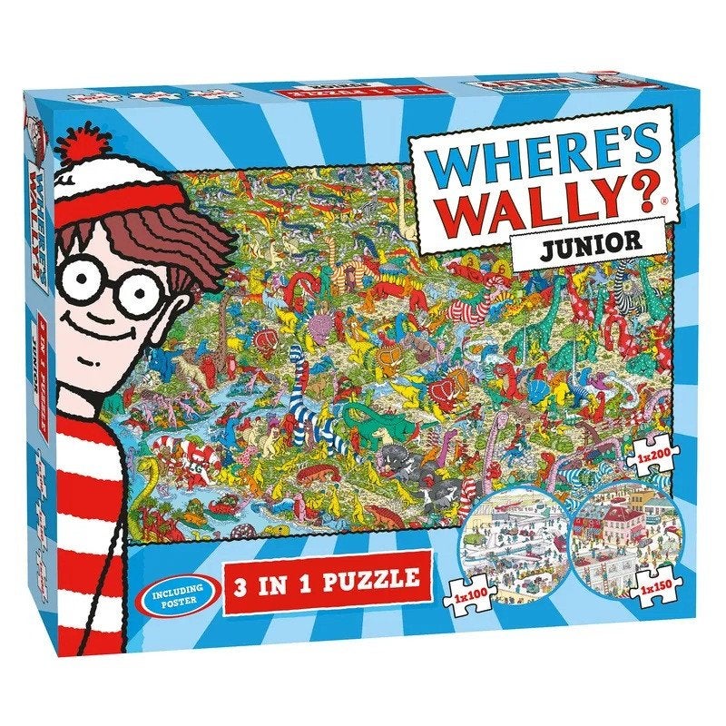 Where's Wally? Junior 3 in 1 puzzel, Kinderen en Baby's, Speelgoed | Kinderpuzzels, Nieuw, 6 jaar of ouder, Meer dan 50 stukjes
