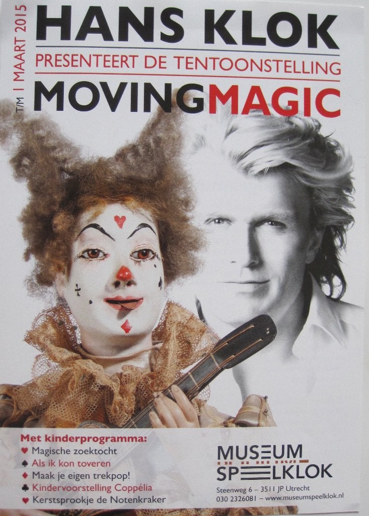 Folder museum Speelklok - moving magic - Hans Klok - 2014, Ophalen of Verzenden, Zo goed als nieuw, Folder
