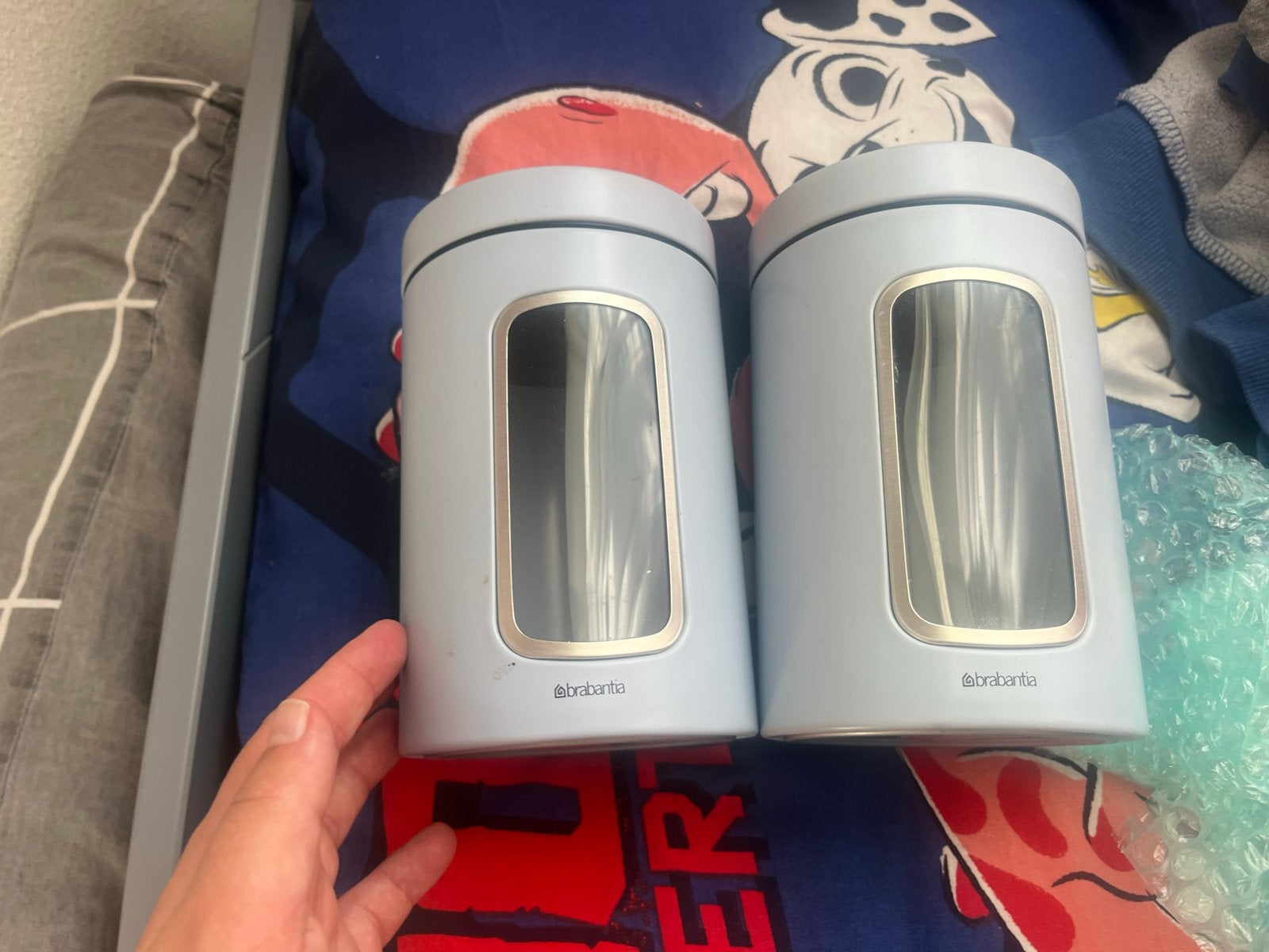 Twee Brabantia blauwe voorraad bussen, Ophalen of Verzenden, Voorraadpot, Metaal, Brabantia