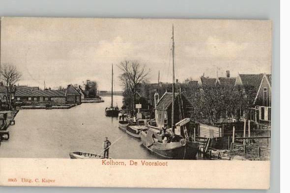 Kolhorn De Voorsloot met boten  st1900 uitg C.Kaper TOPKAART, Verzenden, Voor 1920, Gelopen, Noord-Holland