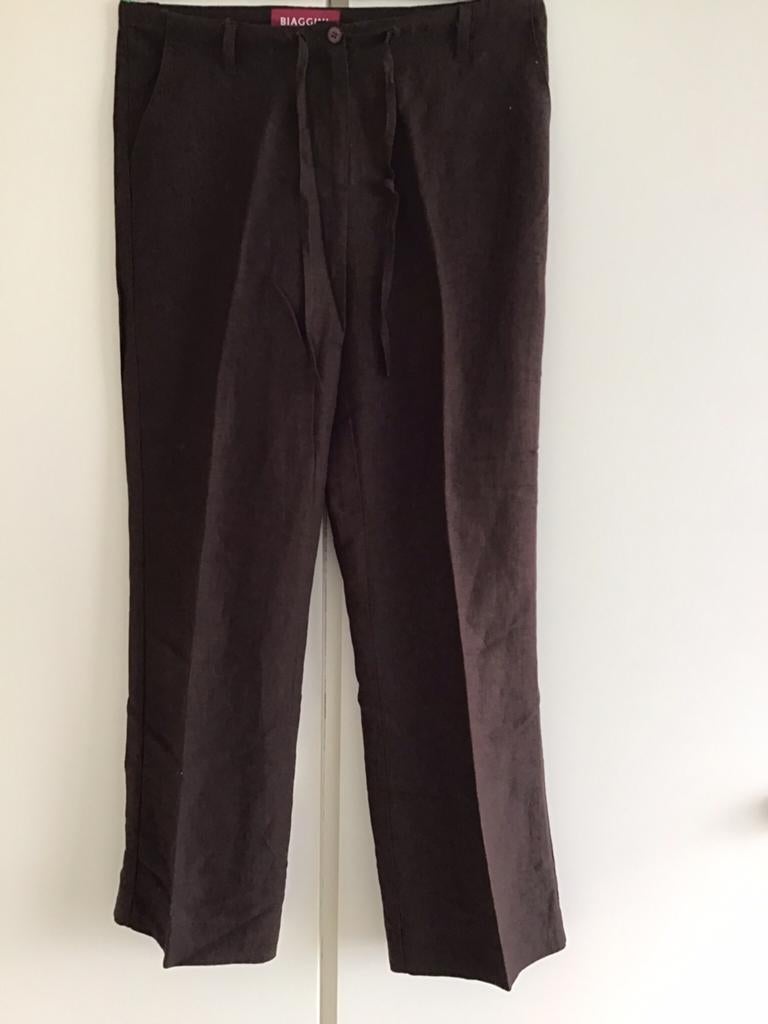 Donkerbuine broek 38/40 linnen/katoen €14, Biaggini. Prima, Kleding | Dames, Broeken en Pantalons, Maat 38/40 (M), Blauw, Ophalen of Verzenden