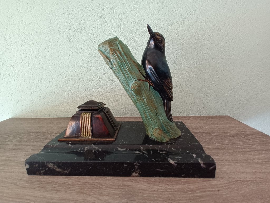 Bronzen Art Deco inktpot, Antiek en Kunst, Ophalen of Verzenden, Brons