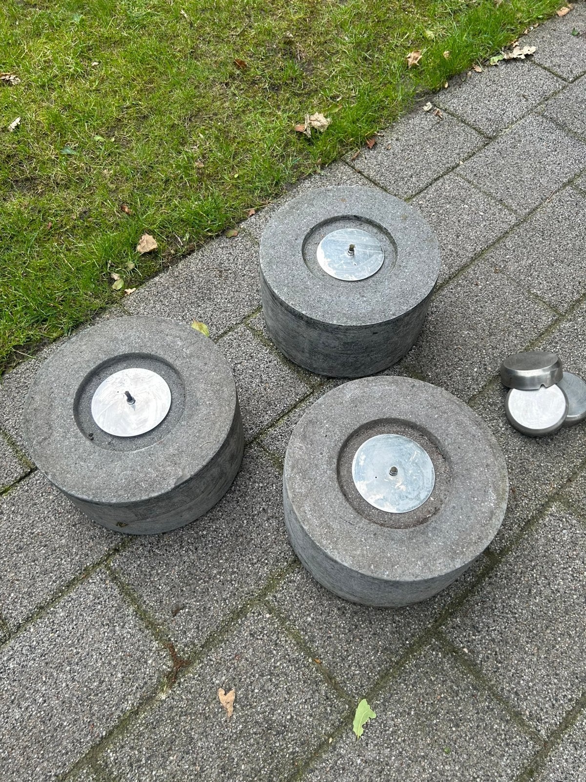 Drie stuks terrazzo olielampen, Tuin en Terras, Ophalen of Verzenden, Zo goed als nieuw