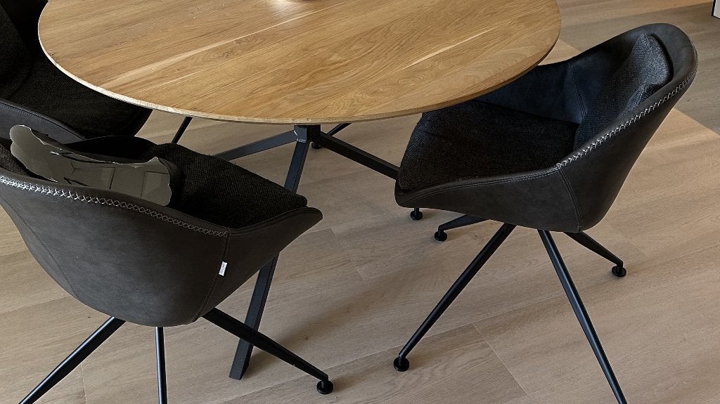 Leuke eethoek met 5 kuipstoelen, Ophalen, Gebruikt, Bruin, Modern