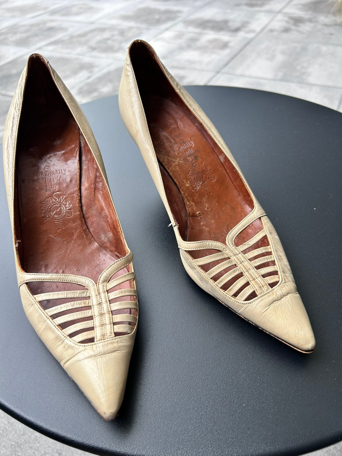 Pumps uit jaren 50/60, Ophalen of Verzenden, Gedragen, Beige, Pumps