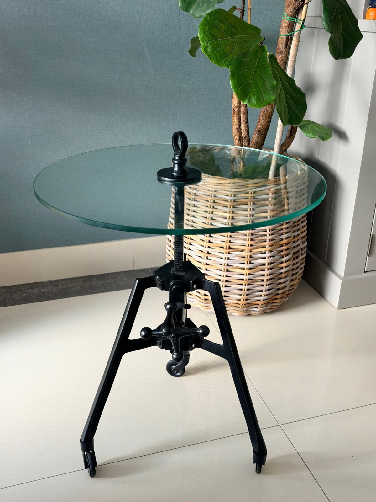 Riviera Maison bijzettafel (verstelbaar in hoogte, wielen), Huis en Inrichting, Rond, 55 tot 75 cm, Ophalen, 45 tot 60 cm