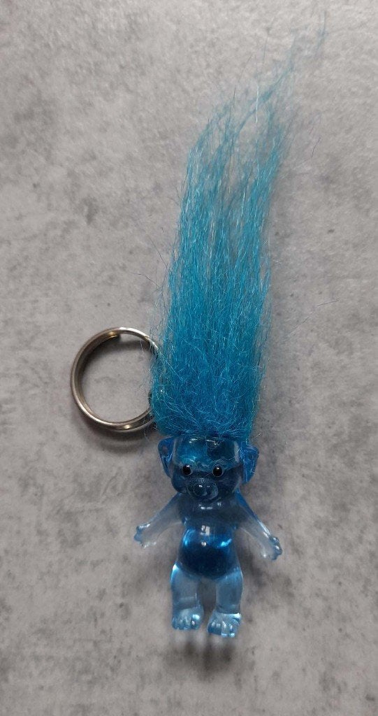 Blauwe TROL sleutelhanger. Retro / Vintage, Ophalen of Verzenden, Zo goed als nieuw, Knuffel of Figuurtje