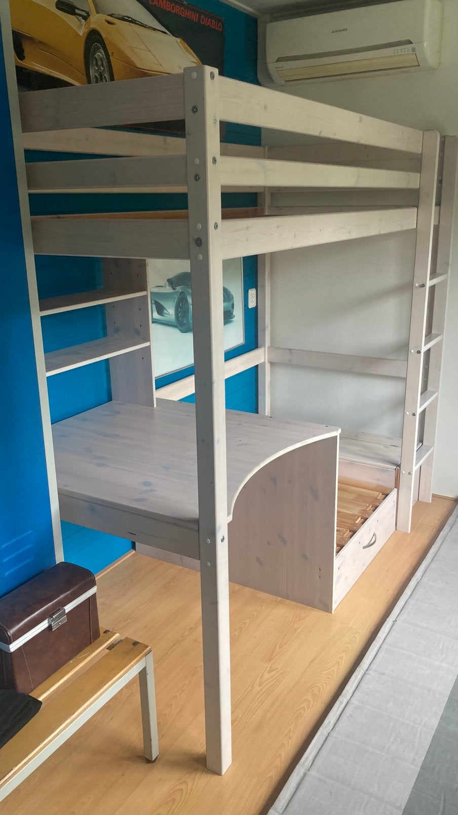 Te koop, hoogslaper met nog bijna nieuw matras, Ophalen, Hoogslaper, Eenpersoons, 160 tot 180 cm