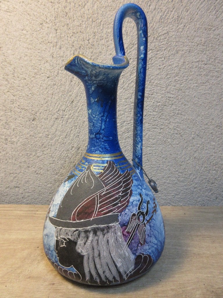 Blauwe Griekse amfora vaas, Gebruikt, Blauw, Aardewerk of Porselein, Ophalen of Verzenden