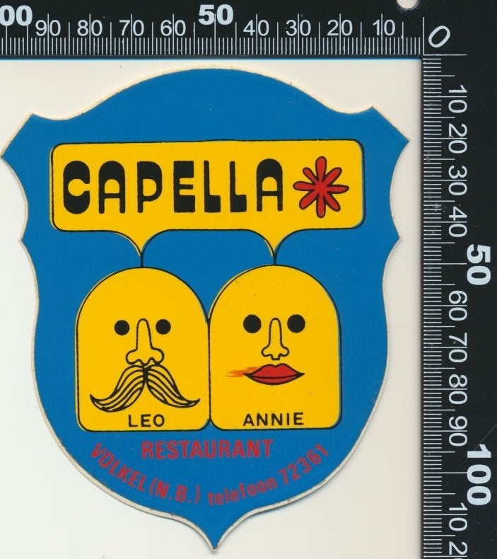 Sticker: Discobar Restaurant Capella - Volkel (2), Ophalen of Verzenden, Zo goed als nieuw, Bedrijf of Vereniging