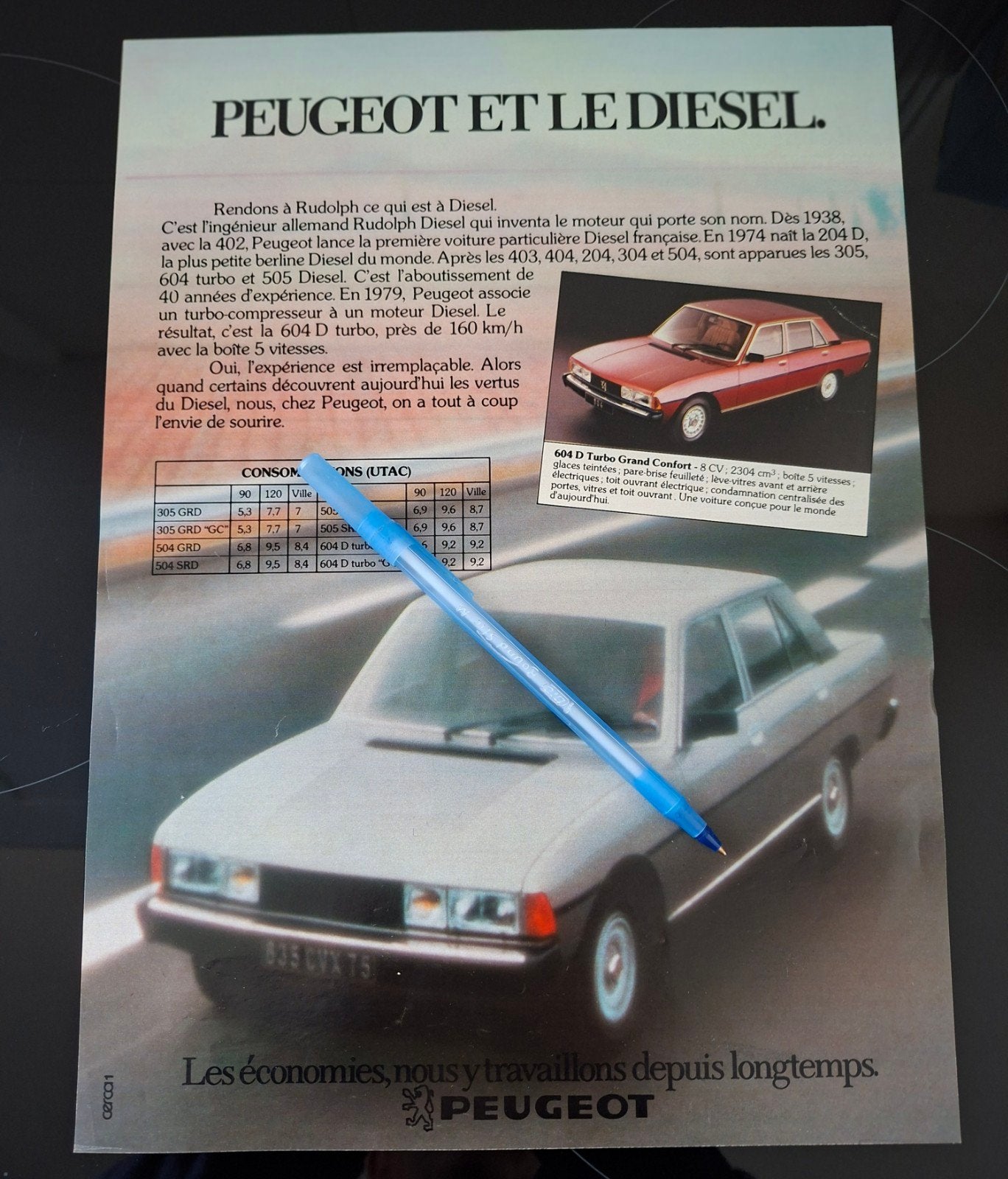 Advertentie Peugeot 604 D Turbo, Ophalen, 1980 tot heden, Knipsel(s)