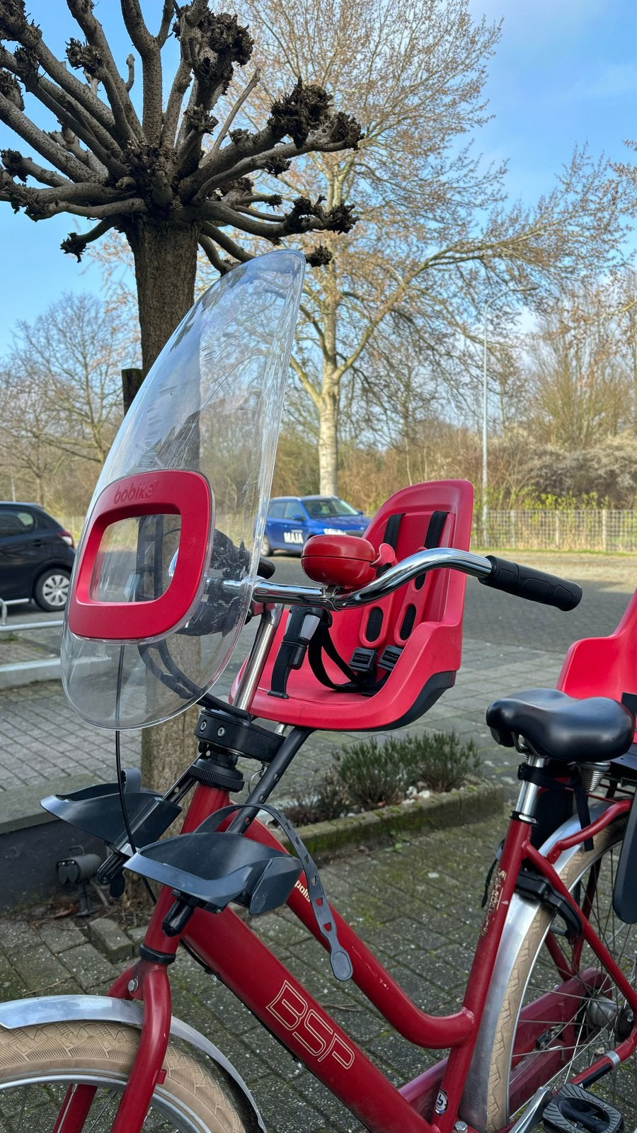 Bobike mini one voorzitje met windscherm - rood, Ophalen, Voorzitje, 0 t/m 13 kg, Gebruikt