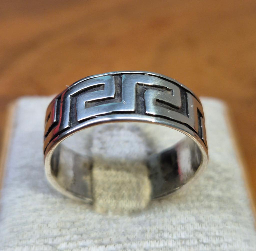 Mooie 925 Sterling Zilveren Open Ring | Griekse Style, Verzenden, 17 tot 18, Dame, Zilver