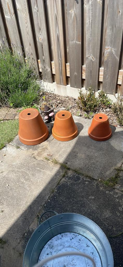 3 terra votta bloempotten verschillende maten, Ophalen, Rond, Steen, Minder dan 30 cm