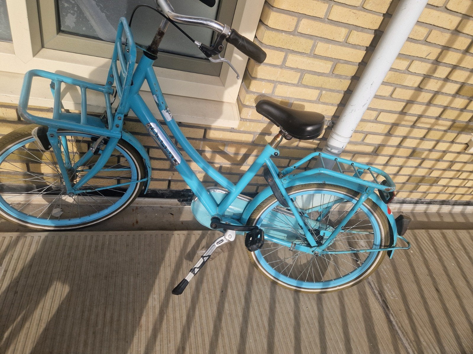 Popal meisjesfiets 24 inch lichtblauw met dragers, Terugtraprem, Gebruikt, Versnellingen, 14 inch of minder
