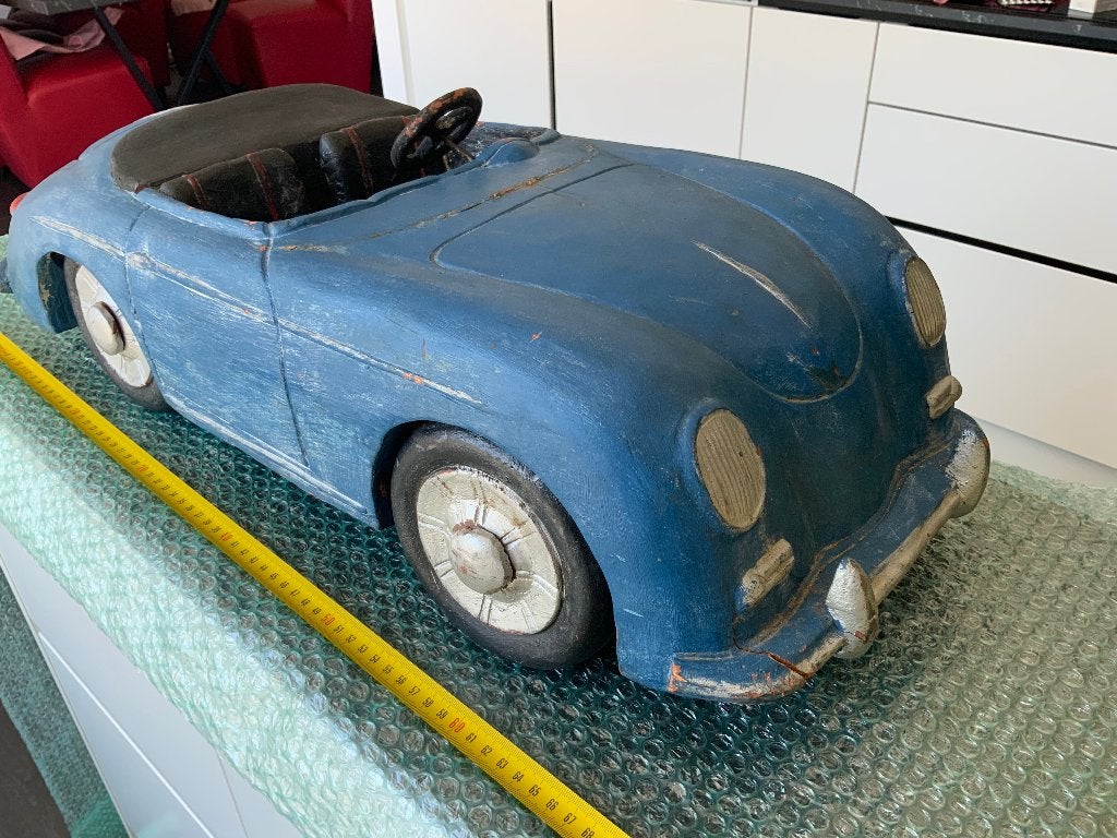Unieke Porsche 356 Speedster op schaal 1:5 artisanaal hout, Ophalen, Gebruikt, 1:5 t/m 1:8, Auto