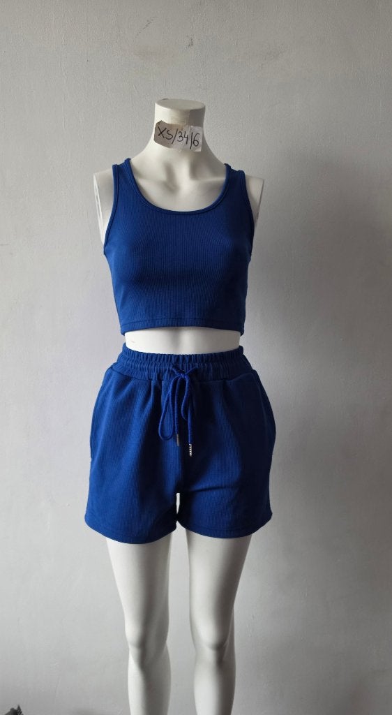 Shein setje maat XS/34, Blauw, Ophalen of Verzenden, Zo goed als nieuw, Zonder mouw