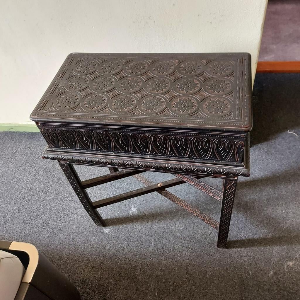 Antieke Houten Naaidoos / Opbergkistje, Ophalen, Gebruikt, Hout, 45 tot 65 cm