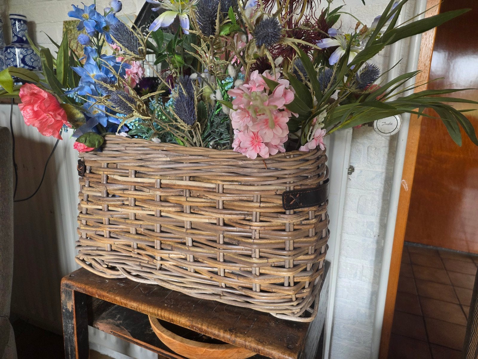 Landelijke rotan mand, Ophalen of Verzenden, Rond, Riet