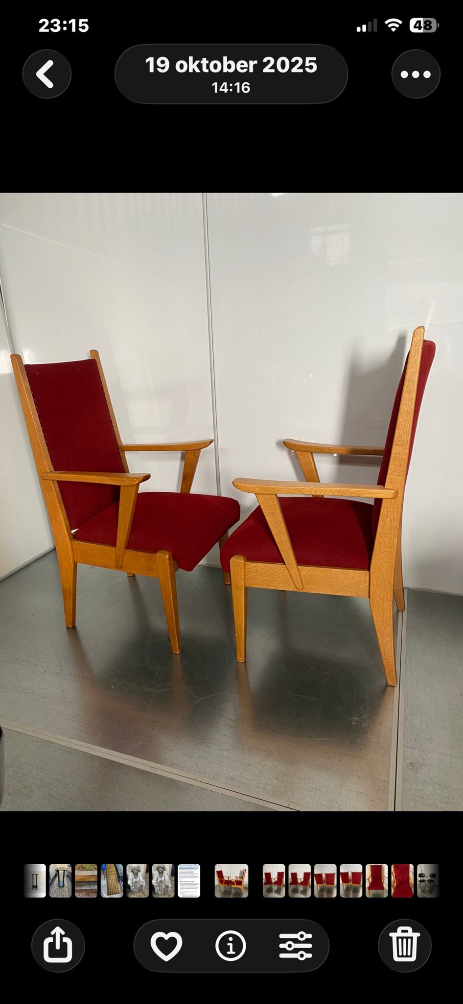 Set van 2 Art Deco Eiken Stoelen Jaren '50, Ophalen