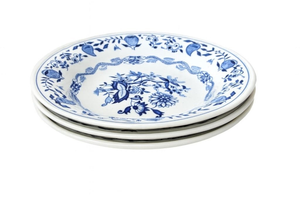 Vintage Boch soepbord Zwiebel blauw – per stuk (3x), Ophalen, Gebruikt, Vintage, Bord(en)