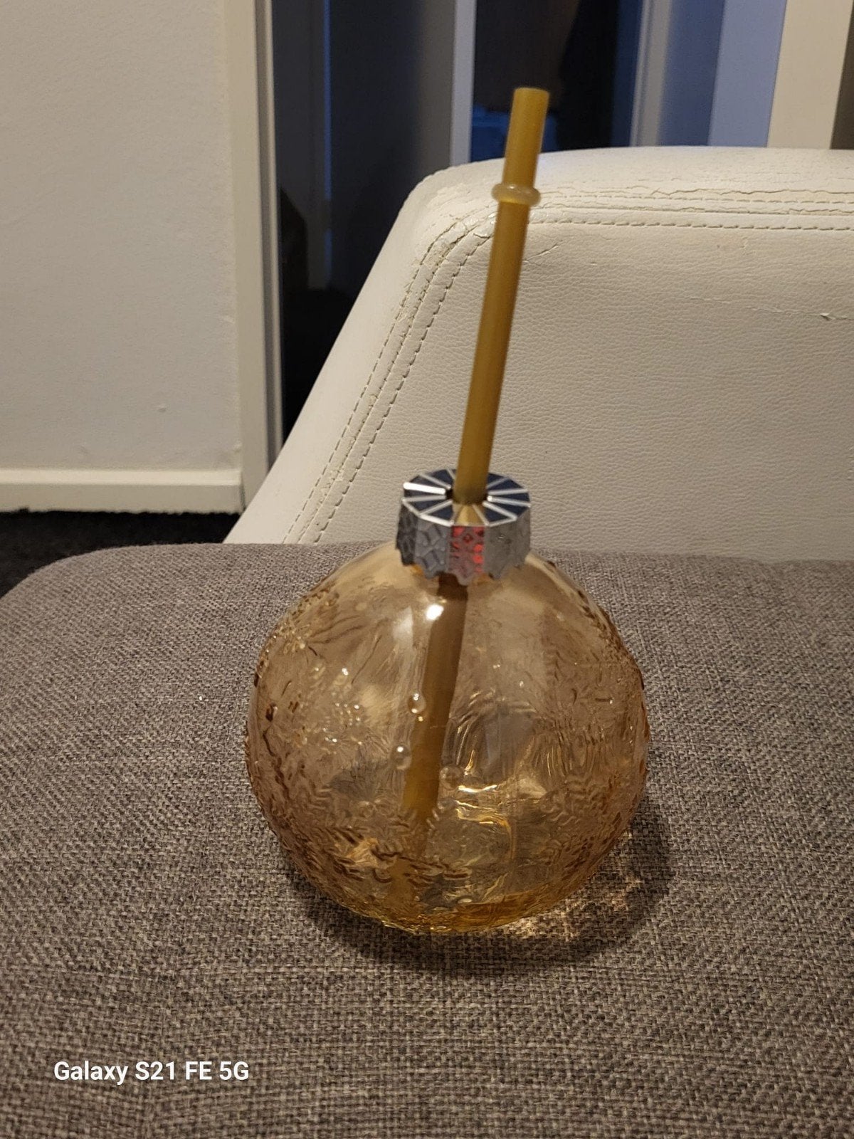 Nieuwe drinkbeker met rietje, 400 ml, Ophalen, Nieuw, Oranje, Glas