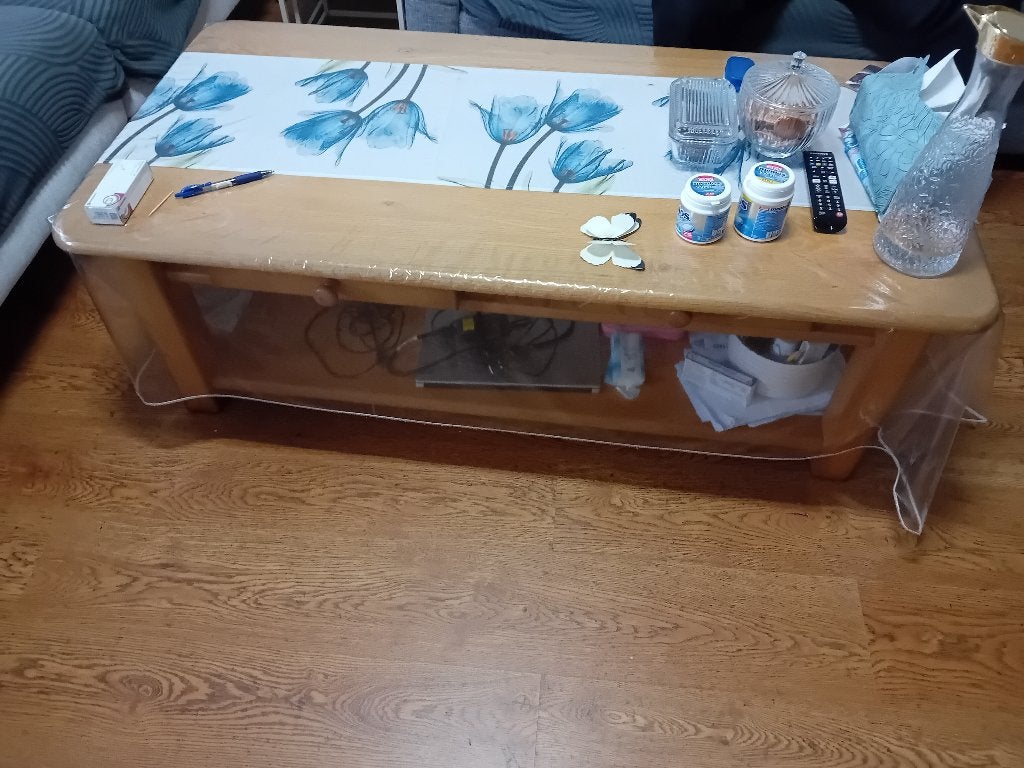 Houten salontafel met opbergruimte, Gebruikt, 50 tot 100 cm, 100 tot 150 cm, Klassiek