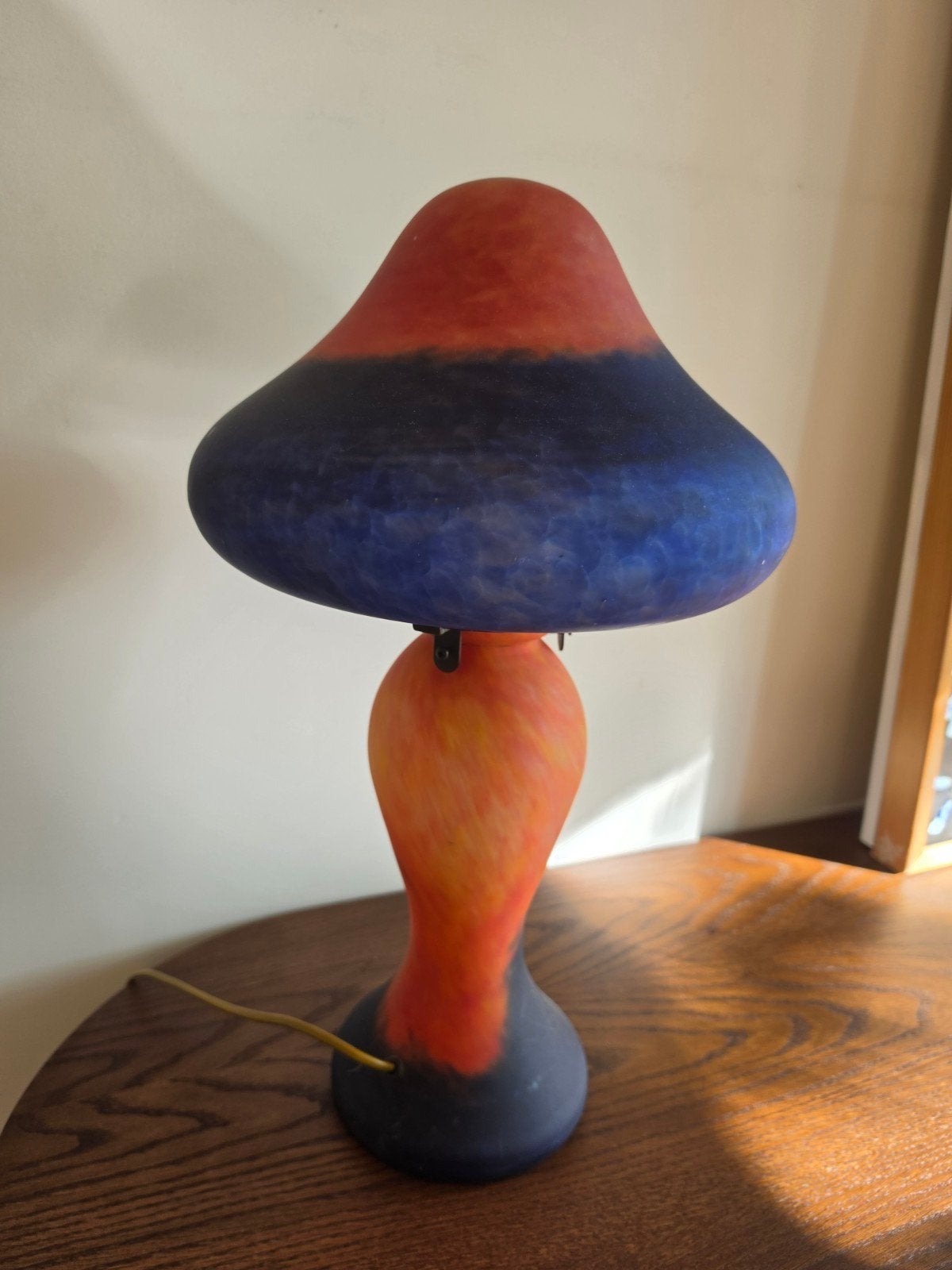 art de france tafellamp pate de verre vintage mushroom  xxl, Vintage, Oranje, Ophalen of Verzenden, Glas