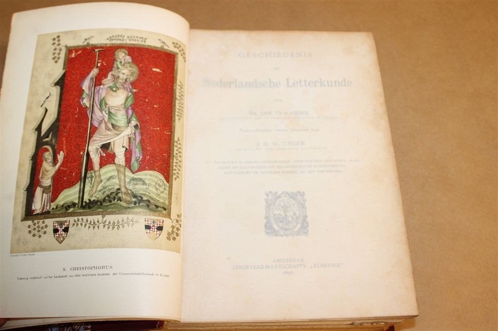 Geschiedenis NL Letterkunde — Met Kleurenlitho\'s 1897, Antiek en Kunst, Ophalen of Verzenden