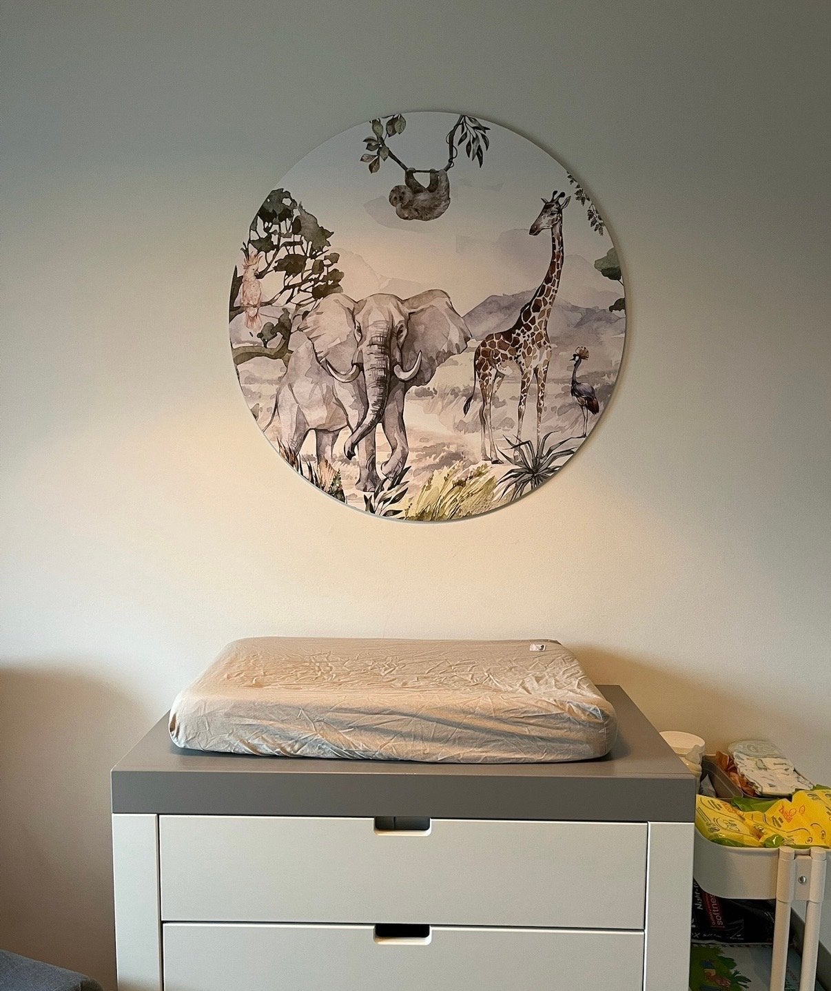 Forex wandcirkel inclusief ophanging - diameter 80 cm, Ophalen, Meerkleurig, Zo goed als nieuw, Kunststof