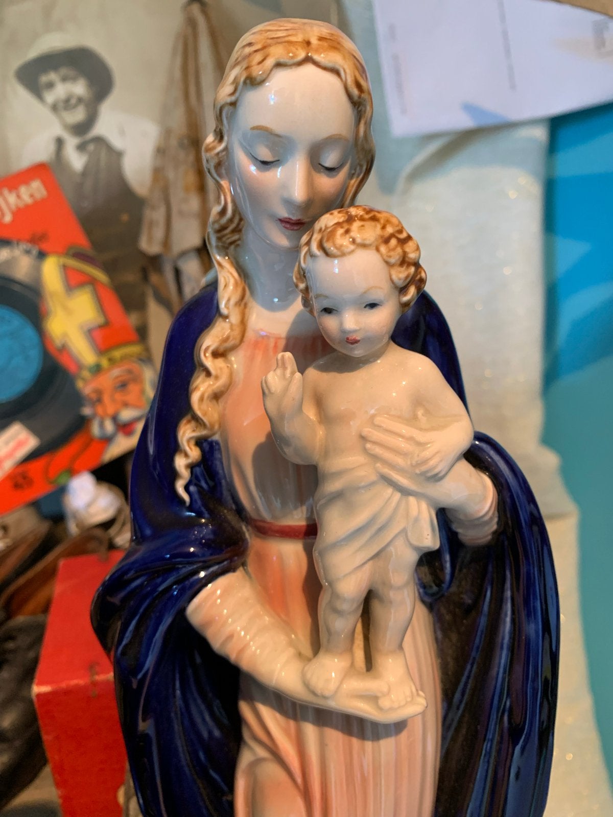 Antieke Goebel Maria met kindje Jezus beeld - HM 80, Ophalen of Verzenden
