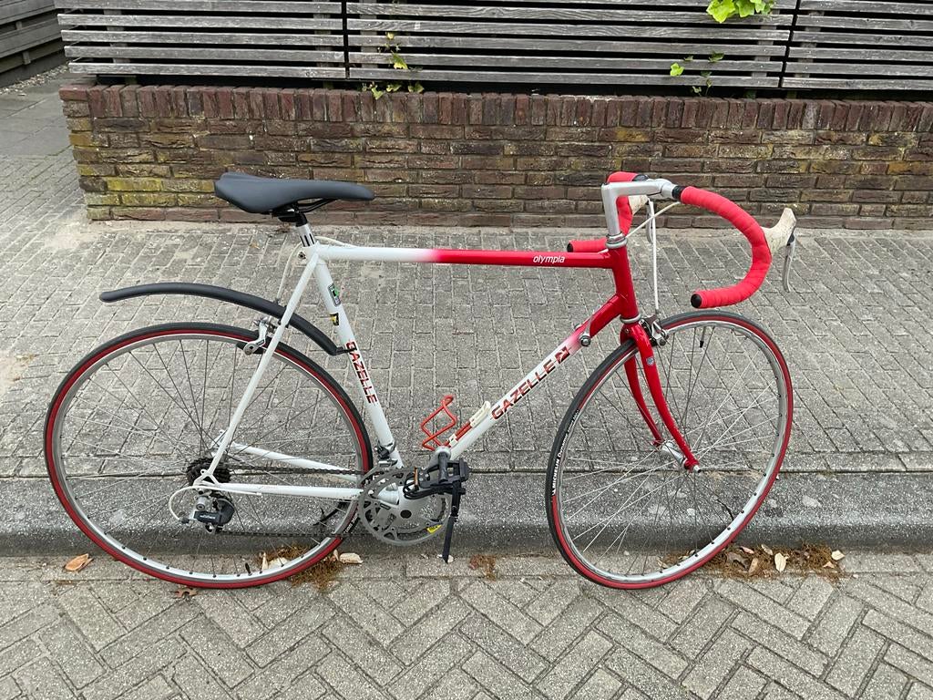 Gazelle Olympia racefiets - Rood/Wit - 7 versnellingen, Fietsen en Brommers, Staal, Ophalen of Verzenden, Zo goed als nieuw, 57 tot 61 cm