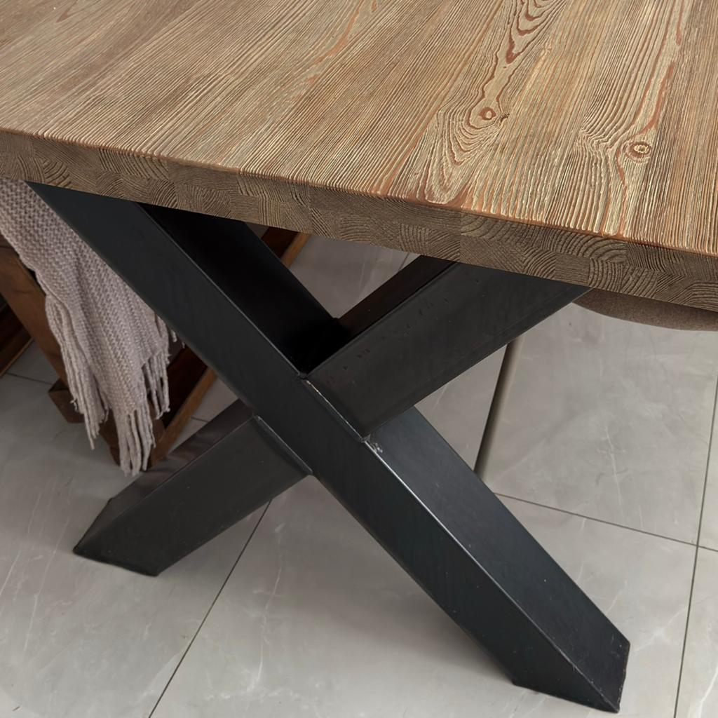 Eettafel - Old pine light industrial, Ophalen, Gebruikt, Overige materialen, 50 tot 100 cm