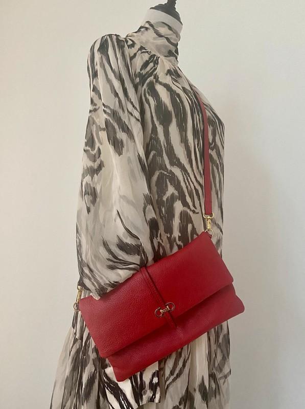 Ferragamo cross over body clutch nappa leer rood nieuwstaat, Ophalen of Verzenden, Nieuw, Rood, Schoudertasje