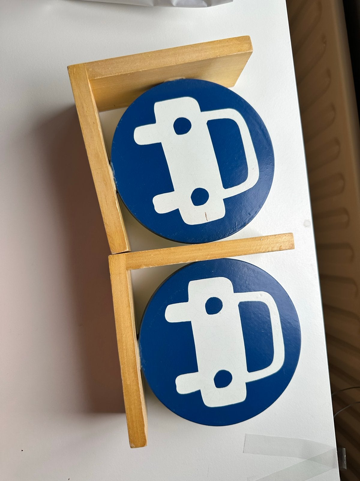Boekensteunen met auto-afbeelding, Huis en Inrichting, Woonaccessoires | Overige, Hout, Gebruikt, Blauw, Overige stijlen