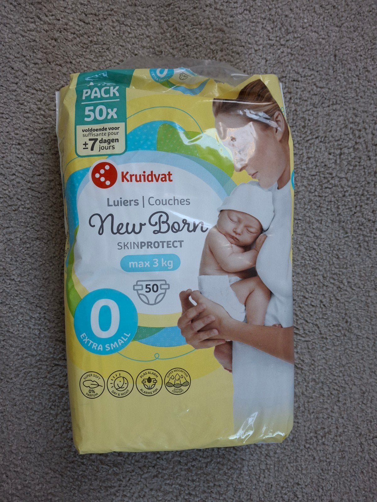 Kruidvat New Born luiers maat 0, Kinderen en Baby's, Ophalen of Verzenden, Zo goed als nieuw