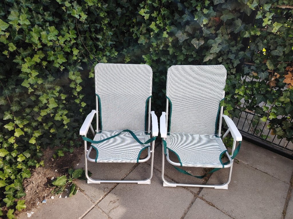 Set of 2 Folding Beach / Camping Chairs, Ophalen, Gebruikt, Aluminium, Inklapbaar