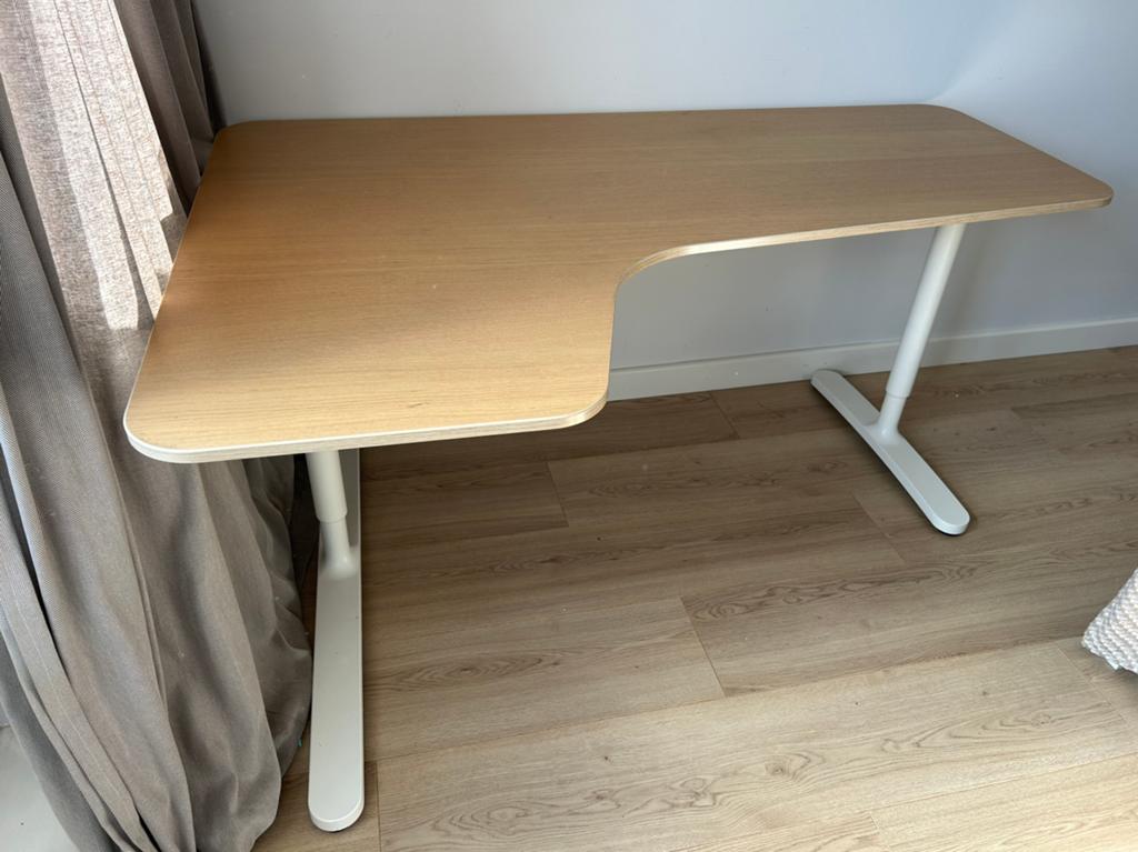 Ikea Bekant Hoek bureau - zgan, Huis en Inrichting, Bureaus, Ophalen, 160 cm, Hout, Hoekbureau