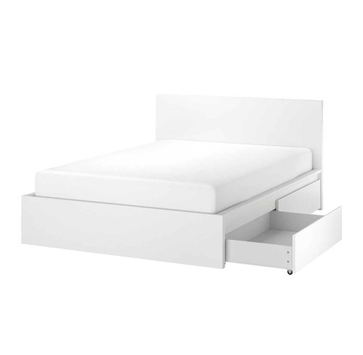 IKEA MALM Bedframe met 4 lades, wit, 160x200 cm, Ophalen, Gebruikt, Wit, Tweepersoons