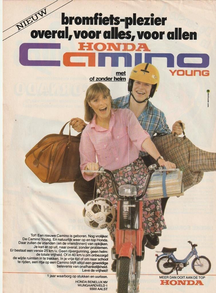Retro reclame 1979 Honda Camino brommer plezier voor allen, Verzenden, Overige typen