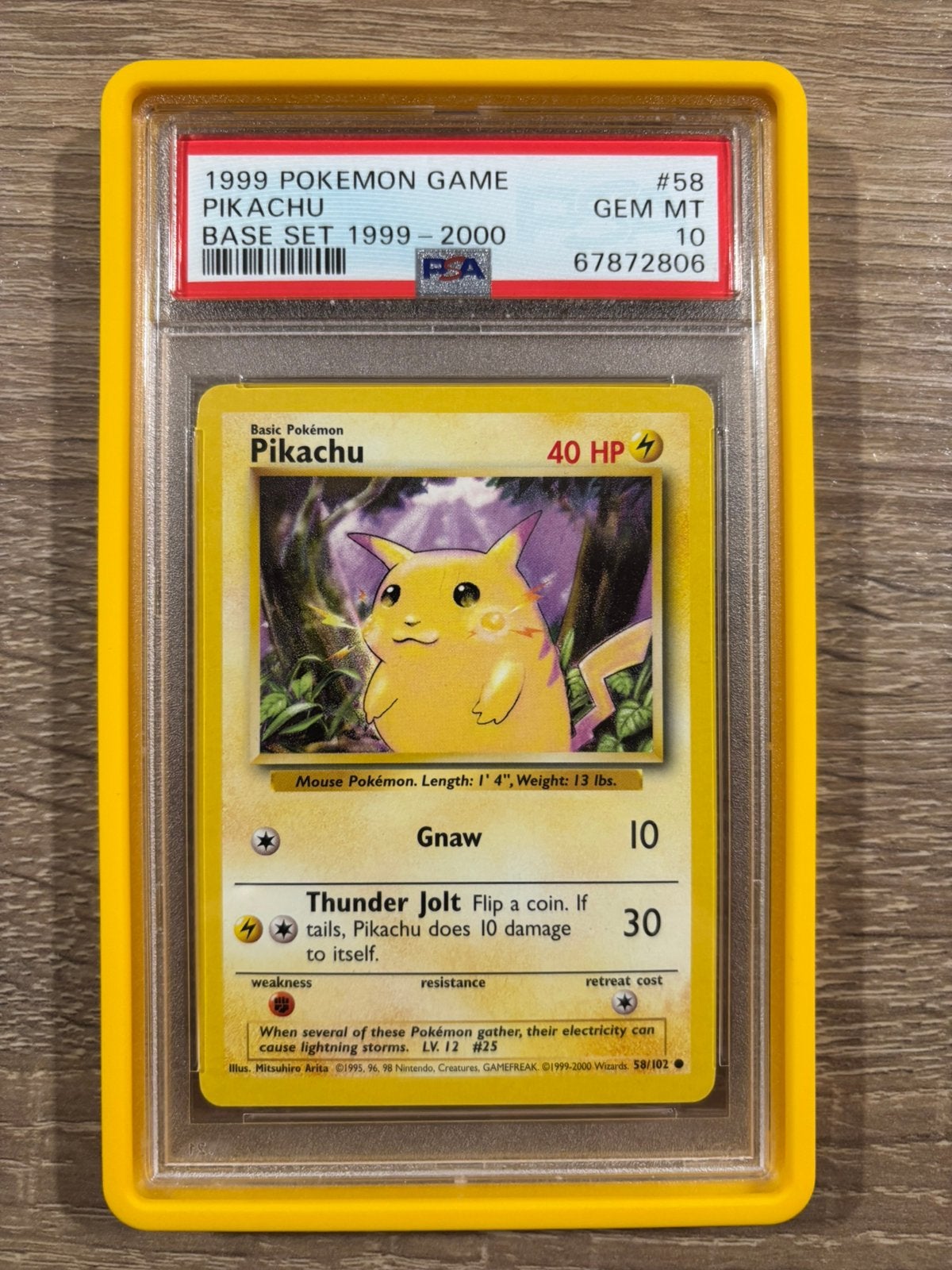 PSA 10 Pikachu #58 Base Set Unlimited Pop 360 Pokémon 1999, Ophalen, Zo goed als nieuw, Losse kaart, Foil