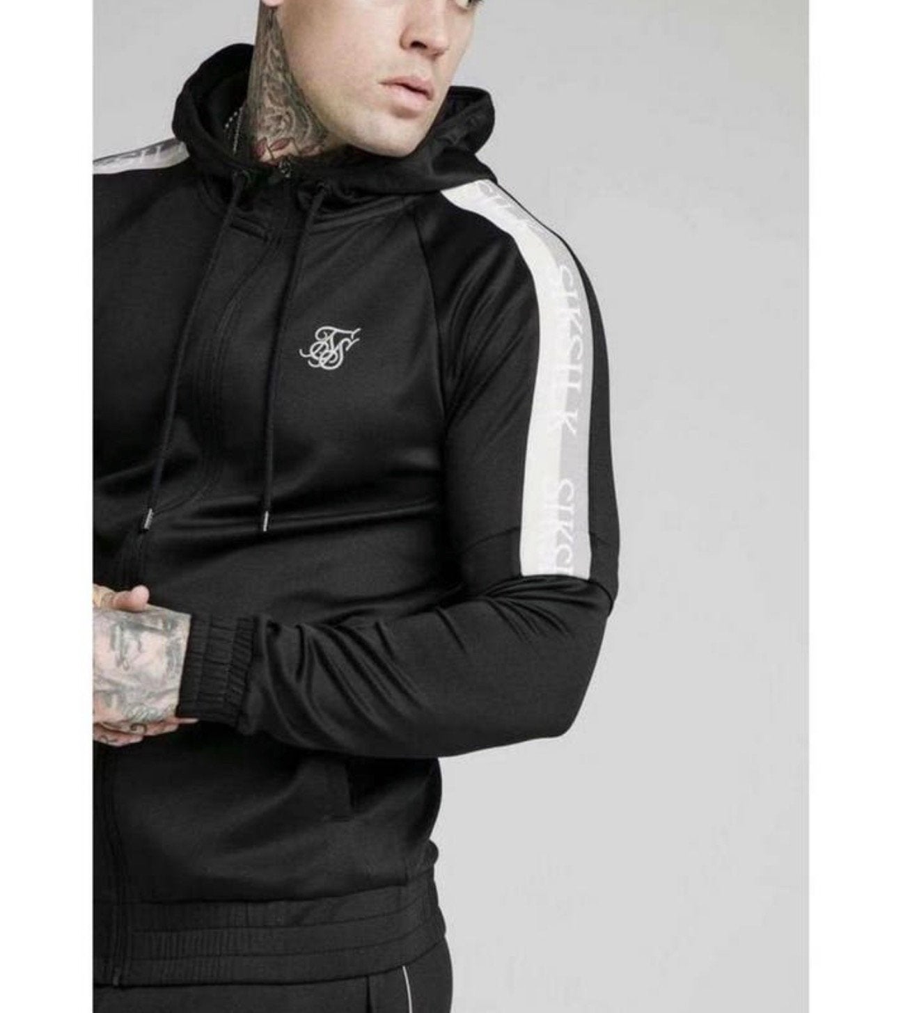 SikSilk - Zip hoodie sleeves design vest xs stoer Capuchon, Zwart, Nieuw, Ophalen of Verzenden, H