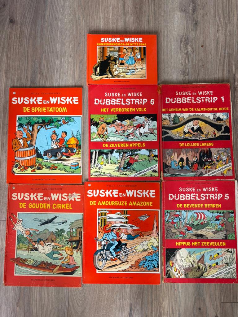 7 Suske en Wiske stripboeken, Boeken, Stripboeken, Meerdere stripboeken, Ophalen of Verzenden, Gelezen