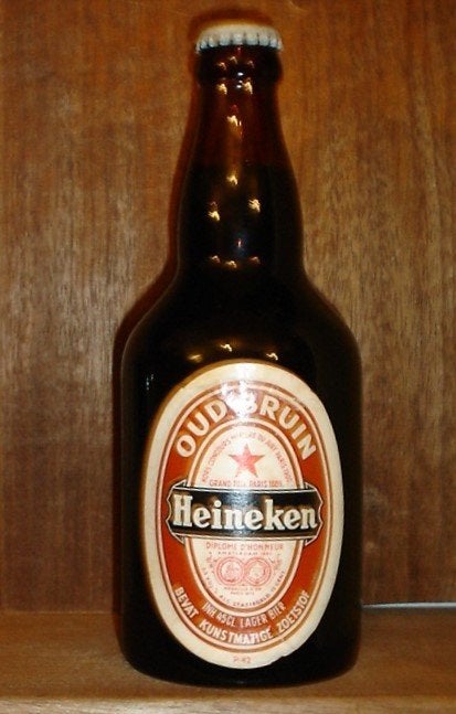 bierfles Heineken Oud Bruin 45cl. vol, Verzamelen, Ophalen of Verzenden, Zo goed als nieuw, Flesje(s), Heineken
