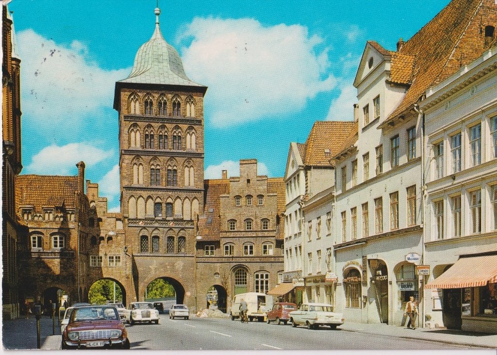 Duitsland, Lubeck met auto's, ford Taunus P5, BMW 700, Ophalen of Verzenden, 1960 tot 1980, Gelopen, Duitsland