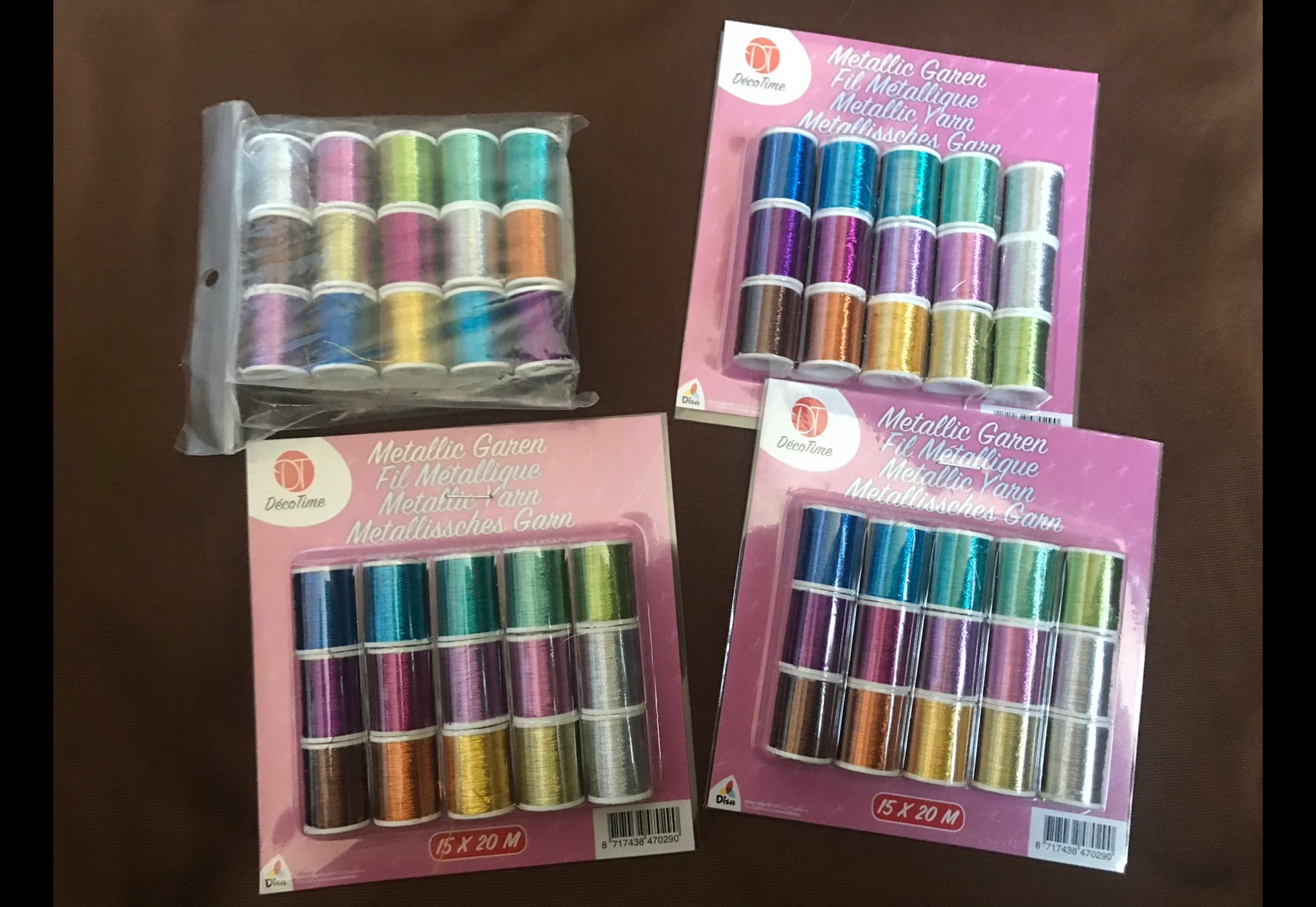 DecoTime Metallic Garen Set - 4x 15 Spoelen (Nieuw), Ophalen, Nieuw, Garen of Naald(en)